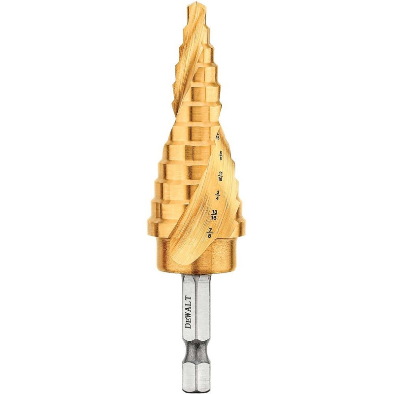 DEWALT (DWA1786IR) 3/16" - 7/8" IMPACT READY Titanium Nitride Coating Step Drill Bit
