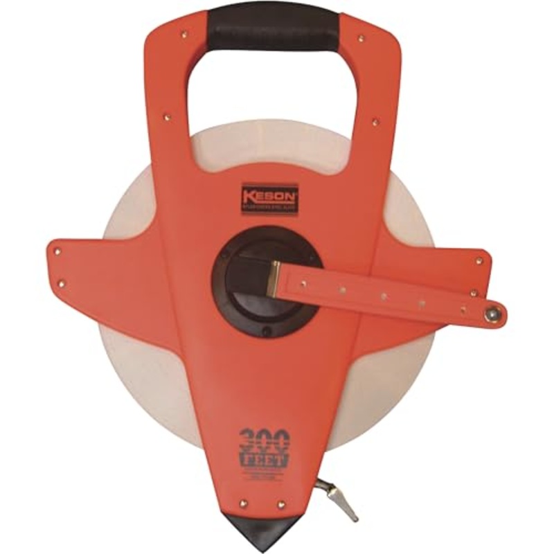 Keson NRS18300 Nylon-Reinforced Steel Blade Tape Measure, Speed Rewind (Graduations: ft., in. 1/8), 300-Foot , White