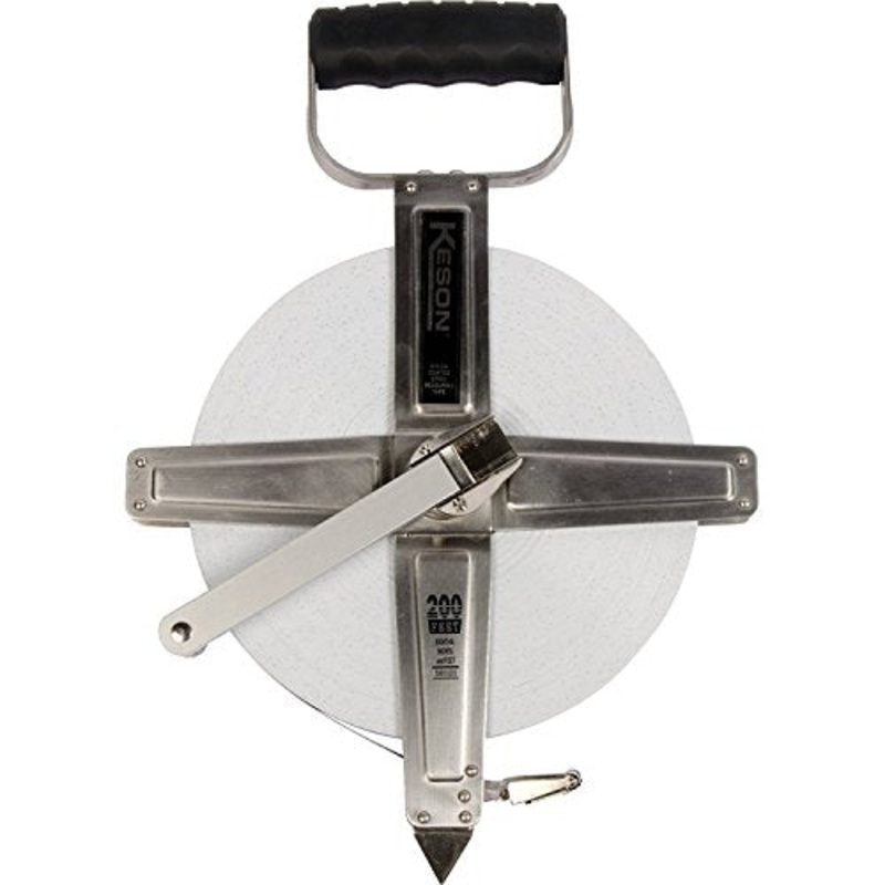 Keson SNR10200H Nylon-Reinforced Steel Blade Tape Measure with Stainless Steel Housing with Hook End (Graduations: ft, 1/10, 1/00), 200-Foot