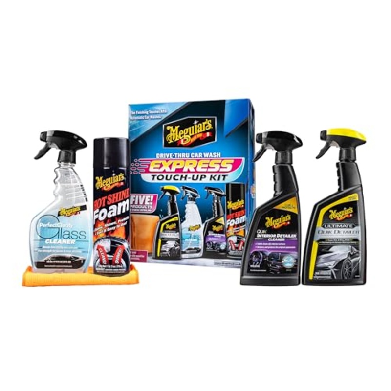 Meguiar's Drive-Thru Car Wash Express Touch-Up Kit - The Perfect Car Detailing Kit for Touching Up After Running Through an Automatic Car Wash or After Washing Your Ride at Home, Clean Inside and Out