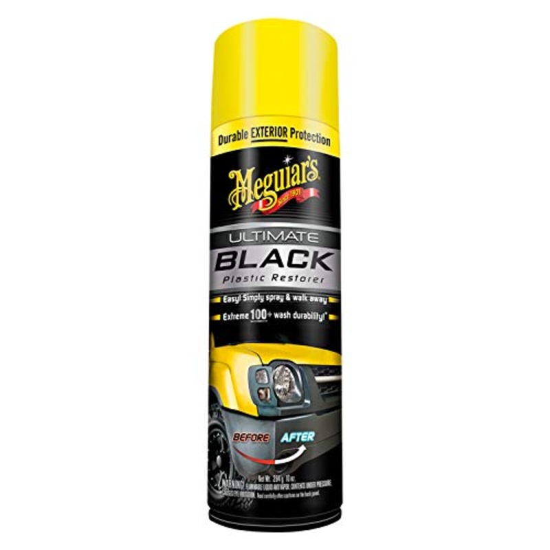 Meguiar's Ultimate Black Plastic Restorer - Restore Faded Exterior Trim, Add Shine and Protect Exterior Trim with Durability and UV Protection - Makes Trim and Plastic Look Like New, 10 Oz Aerosol