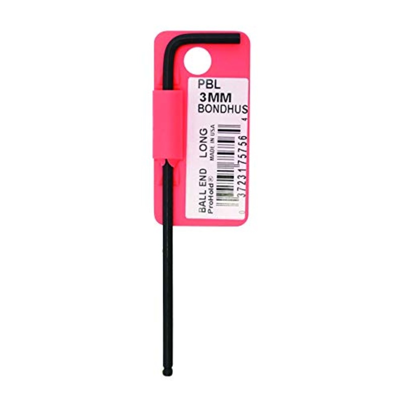 Bondhus 75764 Tagged and Barcoded 5mm ProHold Ball End Tip Hex Key L-Wrench with ProGuard Finish and Long Arm, 119mm