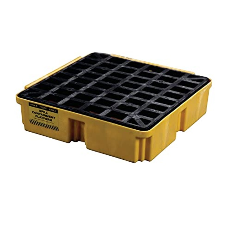 Eagle One Drum Modular Spill Platform, 26.25"x26"x6.5", 15 Gallon Sump, 2,000 lbs. Load Capacity Containment Tray, Made in USA, Yellow, 1633