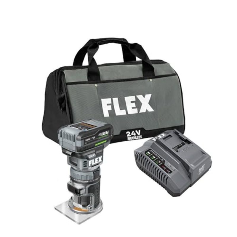 FLEX 24V Brushless Cordless 1.5 HP Trim Router Kit with 3.5Ah Stacked Lithium Battery and 160W Fast Charger - FX4221-1F