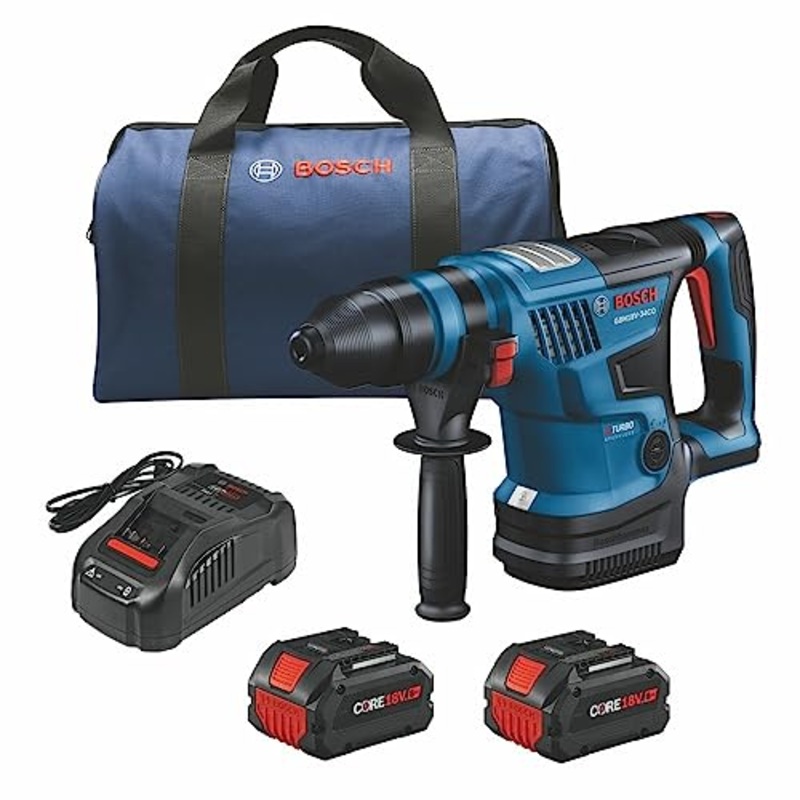 [ USED ]BOSCH GBH18V-34CQB24 PROFACTOR 18V Connected-Ready SDS-plus Bulldog 1-1/4 In. Rotary Hammer with (2) CORE18V 8 Ah High Power Batteries