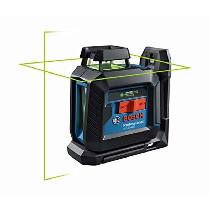 [ USED ]BOSCH GLL50-40G Green-Beam Self-Leveling 360 Degree Cross-Line Laser, Includes 4 AA Batteries, L-Bracket, Ceiling Clip, & Hard Carrying Case
