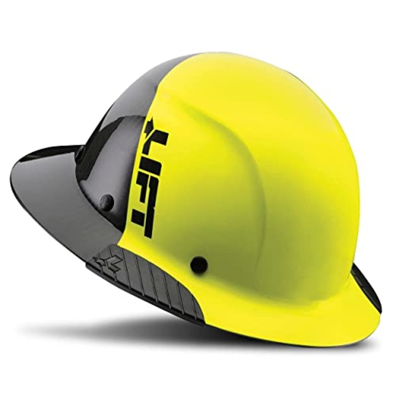 [ USED ]LIFT SAFETY DAX Fifty 50 Carbon Fiber Full Brim Hard Hat | Premium Protection with Dual-Tone Carbon Fiber Shell | 6-Point Suspension Yellow/Black