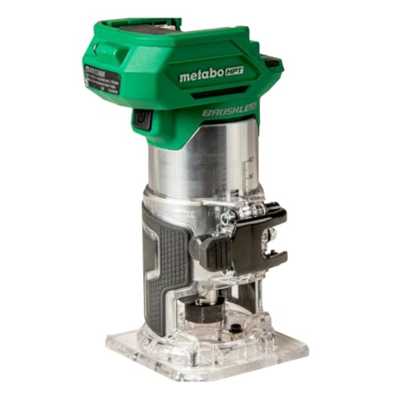 [ USED ]Metabo HPT 18V MultiVolt Cordless Trim Router | Tool Only - No Battery | Variable Speed Brushless Motor | Lifetime Tool Warranty | 1/4-Inch and 3/8-Inch Collets Included | M1808DAQ4