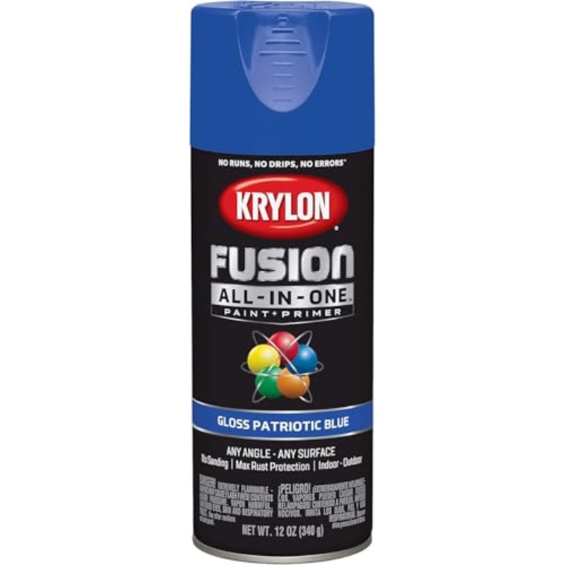12 oz Krylon K02716007 Patriotic Blue Fusion All-In-One Paint & Primer Spray Paint, Gloss