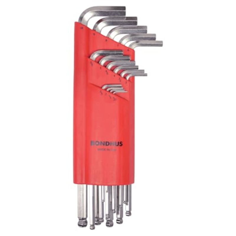 Bondhus - 24512 17095 Set of 15 Balldriver L-wrenches w/BriteGuard,sizes 1.27-10mm