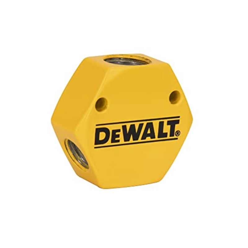 DEWALT 3-Way 3/8-Inch FNPT Inlet Hockey Puck Flat Manifold with three 1/4-Inch FNPT Outlets (DXCM041-0116)