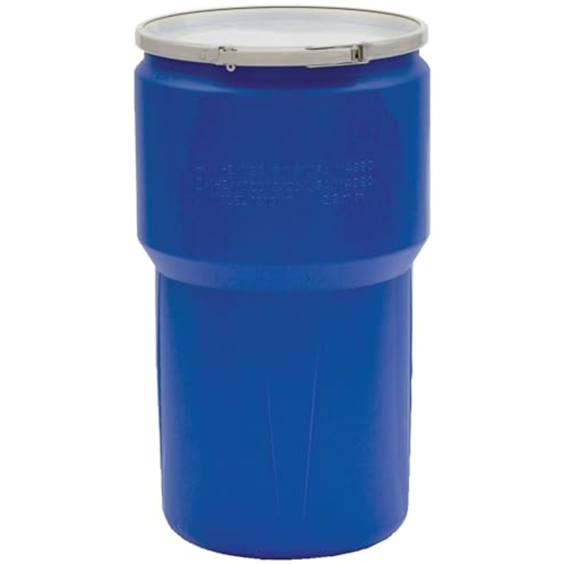 Eagle 14 Gallon Plastic Drum with Lid, Metal Lever-Lock, 26.5"x15", Open Head Lab Pack Drum Made of Durable, Lightweight HDPE, Withstands Weather and Chemicals, Made in USA, Blue, 1610MB