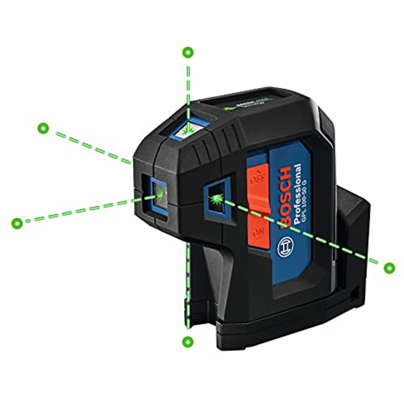 [ USED ] BOSCH GPL100-50G Green-Beam Self-Leveling Alignment Laser, Includes 2 AA Batteries, Built-In Multipurpose Mount, & Hard Carrying Case