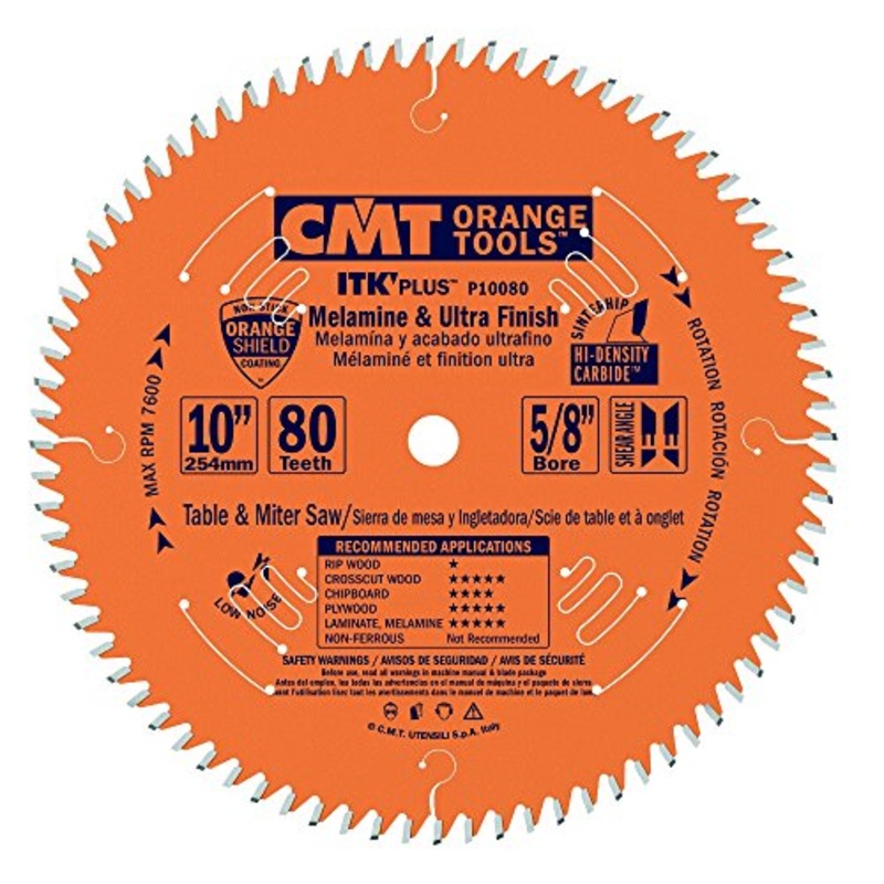 [ USED ] CMT P10080 5/8" Bore ITK Melamine & Ultra Finish Saw Blade, 10" x 80 Teeth