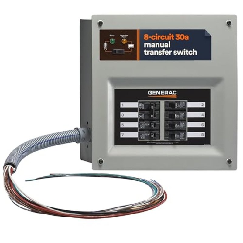 [ USED ] Generac 6854 HomeLink Upgradeable 30 Amp Transfer Switch Kit - Convenient and Reliable Power Solution for Homes - 10' Cord and Aluminum Power Inlet Box