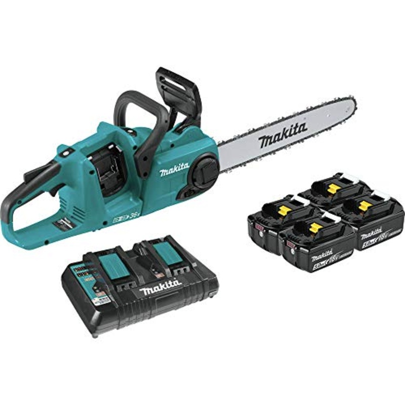 [ USED ] Makita XCU04PT1 36V (18V X2) LXT Brushless 16" Chain Saw Kit with 4 Batteries (5.0Ah)