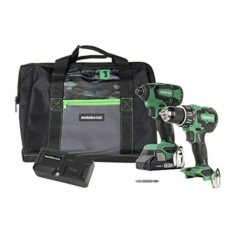 [ USED ] Metabo HPT 18V Cordless Combo Kit, Hammer Drill and Impact Driver, Brushless Motor, 1 - Compact 3.0Ah Lithium Ion Battery, LED Light, Lifetime Tool Warranty (KC18DBFL2S)