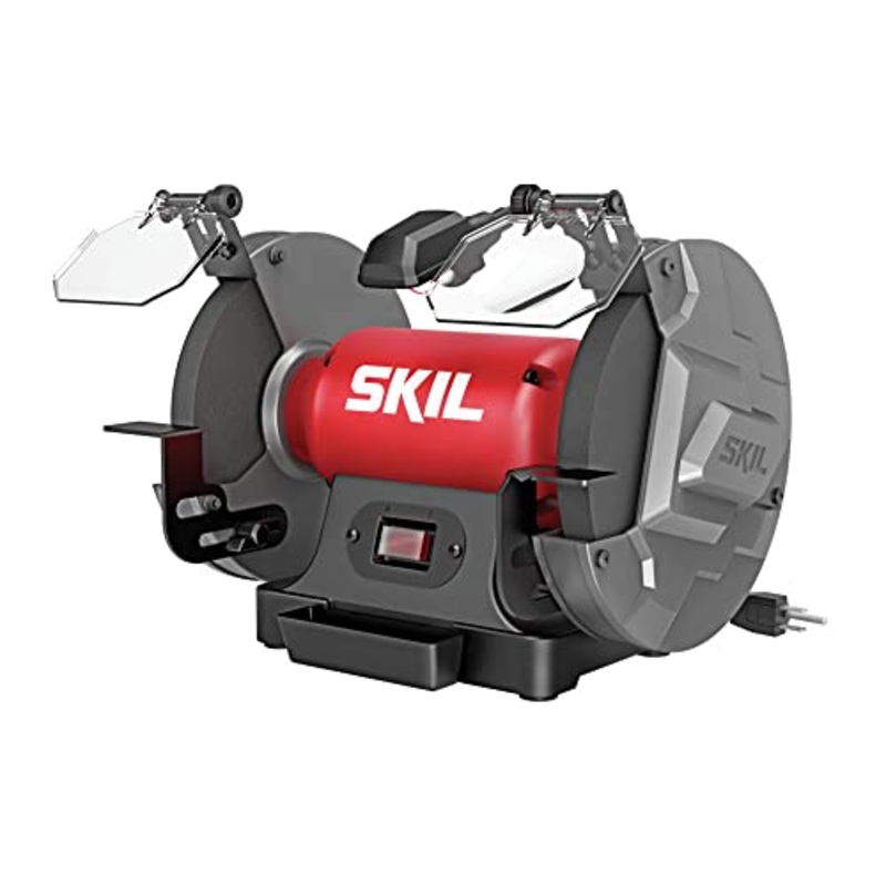 [ USED ] SKIL 3.0 Amp 8 In. Bench Grinder with Built-in Water Cooling Tray & LED Work Light - BI9502-00