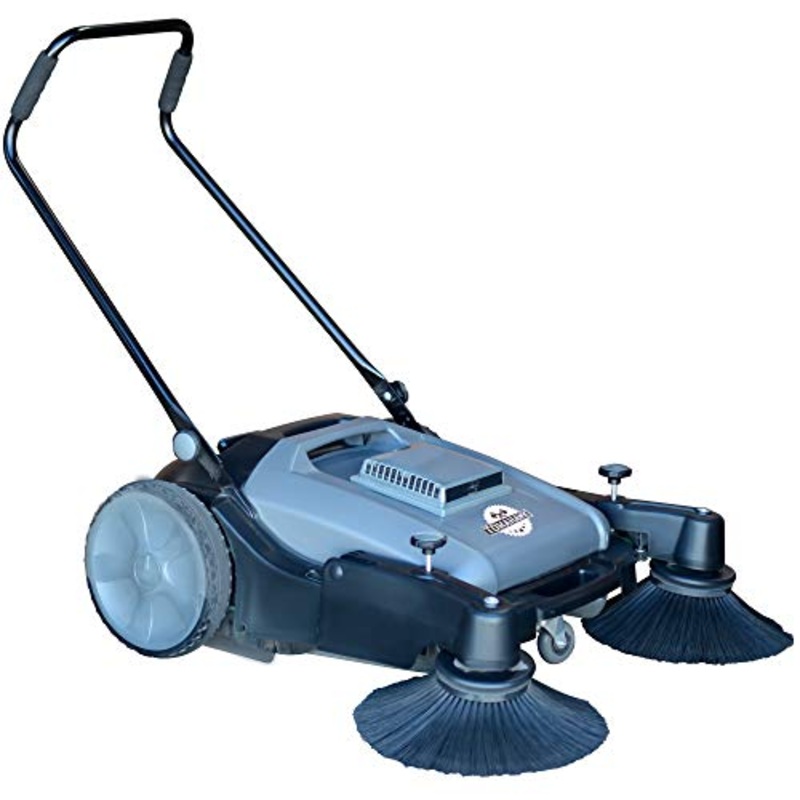 [ USED ] Tomahawk Industrial 38" Walk Behind Push Sweeper with Triple Power Side Brooms Floor Cleaning of Dust Litter Grass