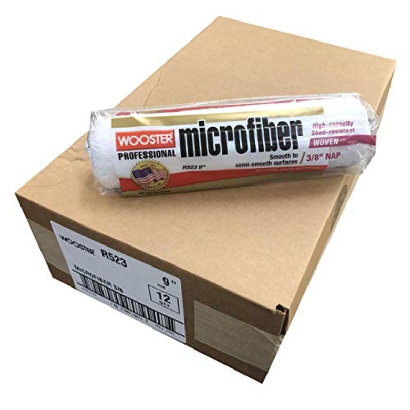Wooster Brush R523 9 inch Microfiber 3/8 inch Nap Paint Roller Cover - Pack of 12