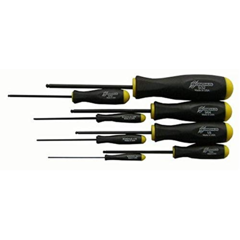 Bondhus 10632 Set of 8 Balldriver Screwdrivers, ProGuard Finish, sizes .050-5/32-Inch