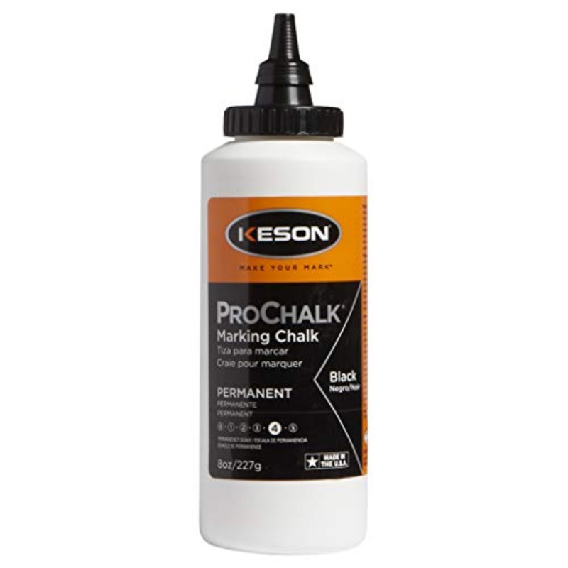 Keson PM8BLACK ProChalk Permanent Marking Chalk - Level 4, Black, 8-Ounce