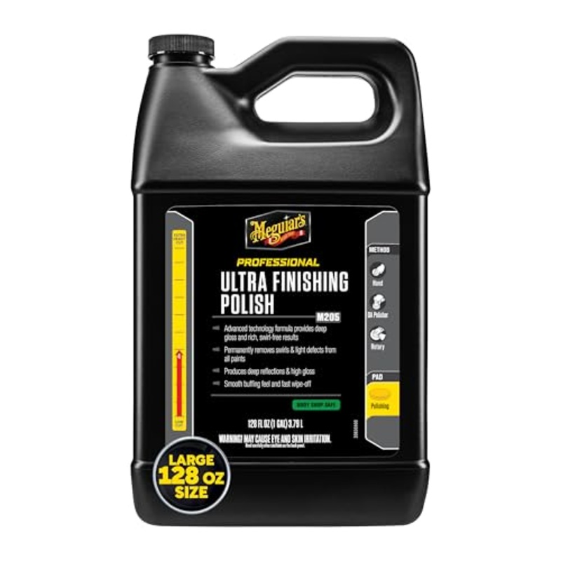 Meguiars Professional Ultra Finishing Polish M20501 - Scratch and Swirl Remover, High-Gloss Detailing Polish for a Show Car Shine, for Use by Hand, DA Polisher or Rotary, 128 Oz, 1 Gallon