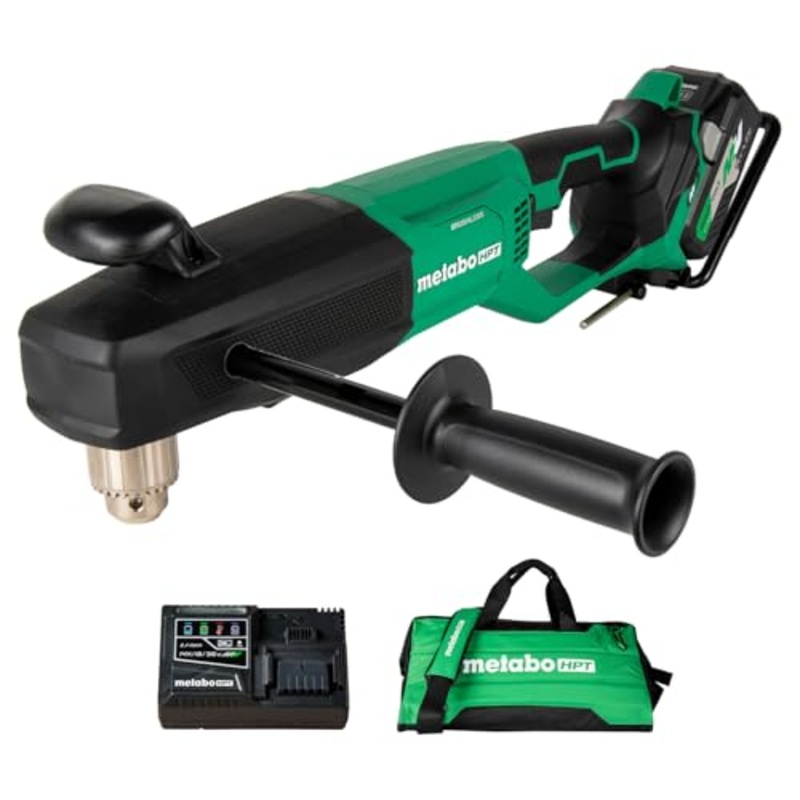 Metabo HPT 36V MultiVolt Cordless 1/2" High Power Right Angle Drill Kit, Power Drill Set with Bag, Lithium-Ion Slide Battery and Charger, 1/2-Inch Chuck, Compact Lightweight Power Tool, D36DYA