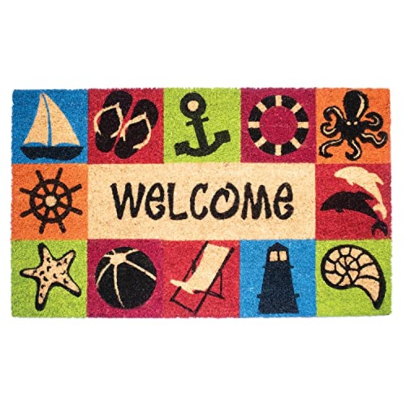 NoTrax, Welcome Beach, Vinyl-Backed Natural Coir Doormat, Entry Mat for Indoor or Outdoor Use, 18"x30", C12 (C12S1830WB)