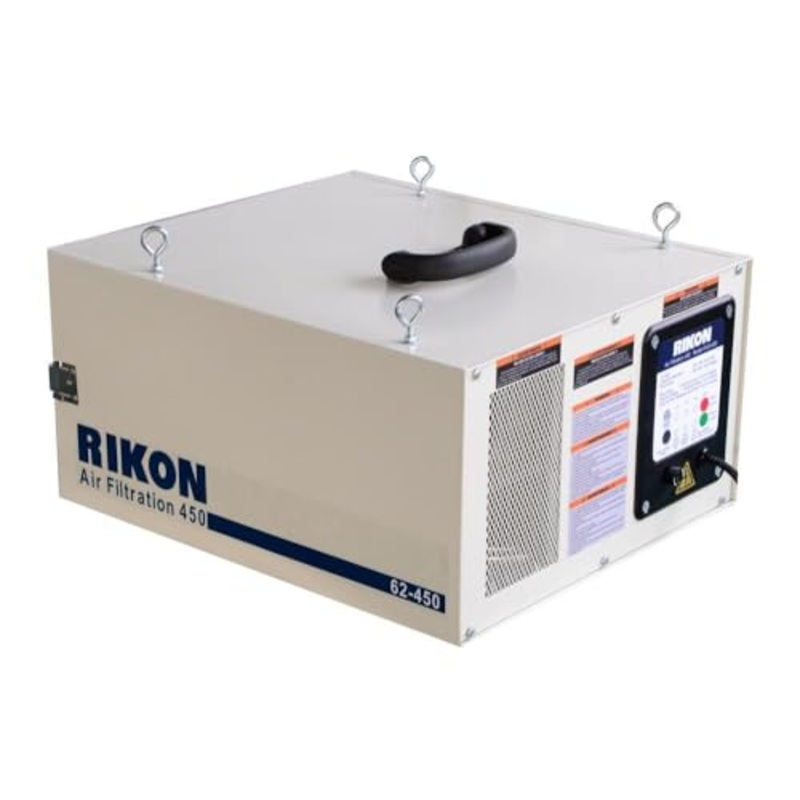 [ USED ] RIKON 62-450 3-Speed Remote-Controlled Air Filtration System (250/350/450 CFM) for large rooms up to 400 Square Feet - Circulates and Cleans Air 8 Times Per Hour!