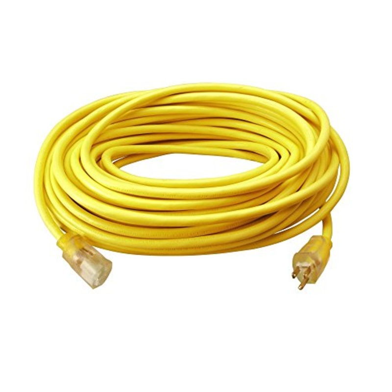 [ USED ] Southwire Outdoor Extension Cord, 100 Ft, 12 gauge 3 prong, Heavy Duty, SJTW Cord, Yellow, 2589