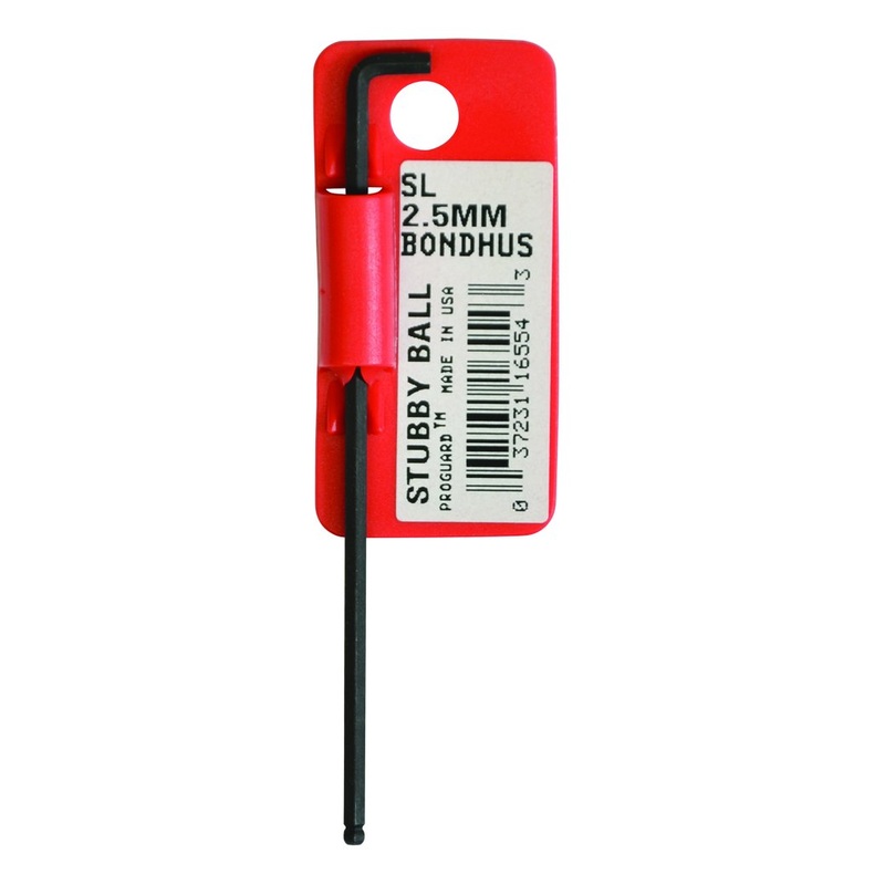 Bondhus | 16554 | Bondhus 16554 Tagged and Barcoded Long Arm Stubby Ball End Tip Hex Key L-Wrench with ProGuard Finish, 2.5mm