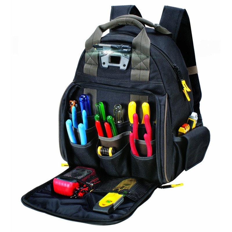 Custom Leathercraft | L255 | CLC Custom Leathercraft L255 Tech Gear 53 Pocket Lighted Backpack, Black