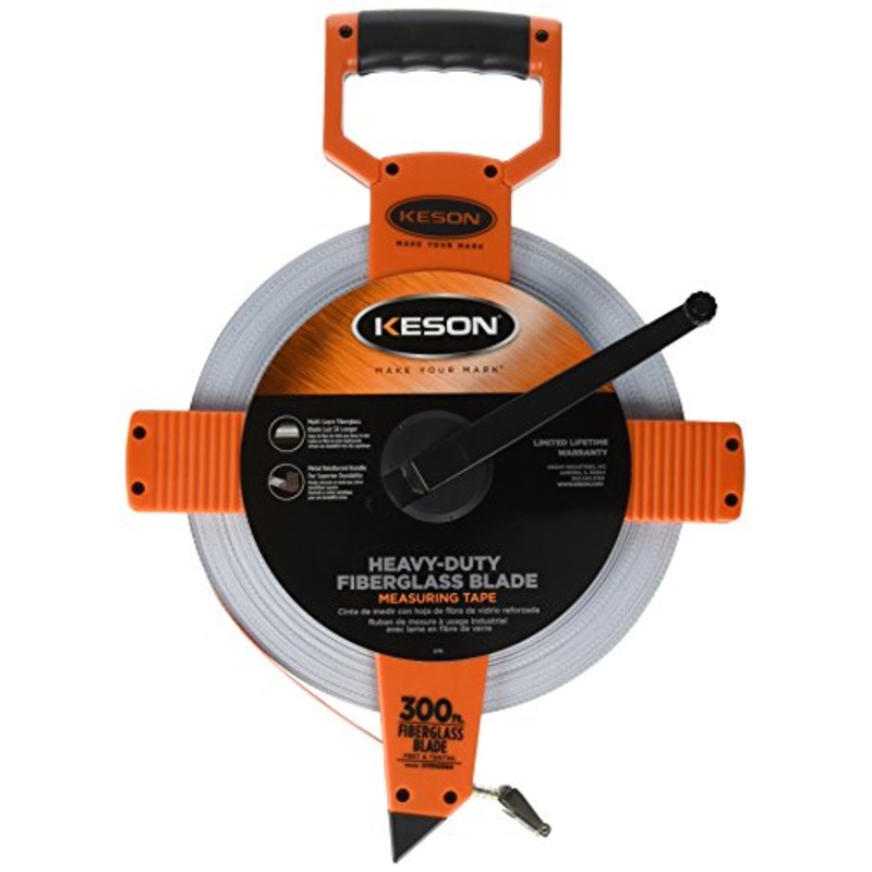 Keson OTR10300 Open Reel Fiberglass Tape Measure Reel (Graduations: 1/10, 1/100), 300-Foot