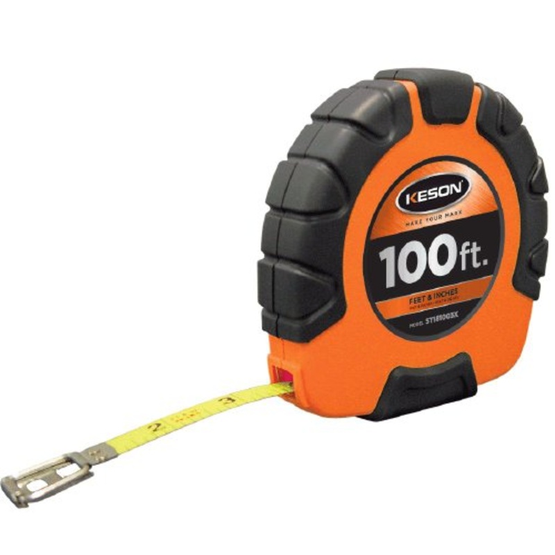 Keson ST181003X Closed-ABS Housing Steel Tape Measures with Speed Rewind (Graduations: ft., in. 1/8), 100-Foot