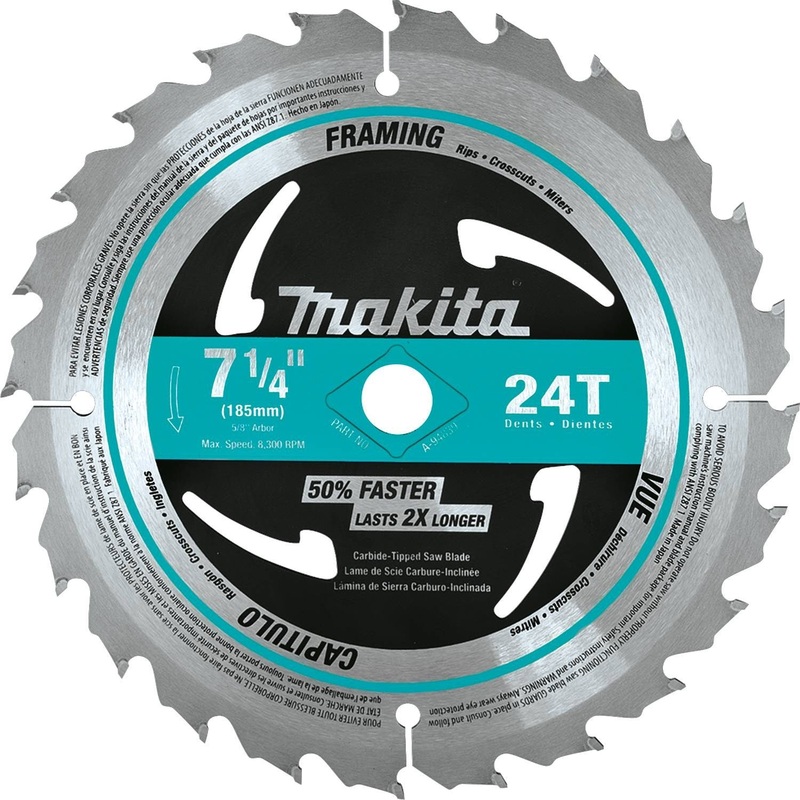 Makita 7-1/4" 24T Carbide-Tipped Circular Saw Blade, Framing, 10/pk
