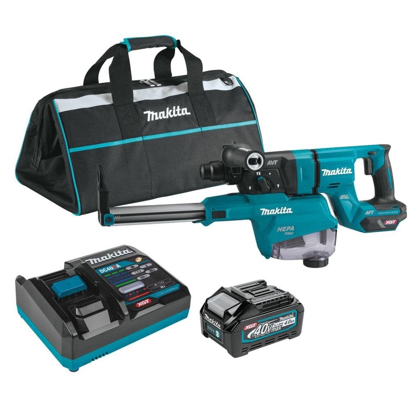 Makita (GRH07M1W) 40V Max XGT 1-1/8in AVT Rotary Hammer Kit with Dust Extractor