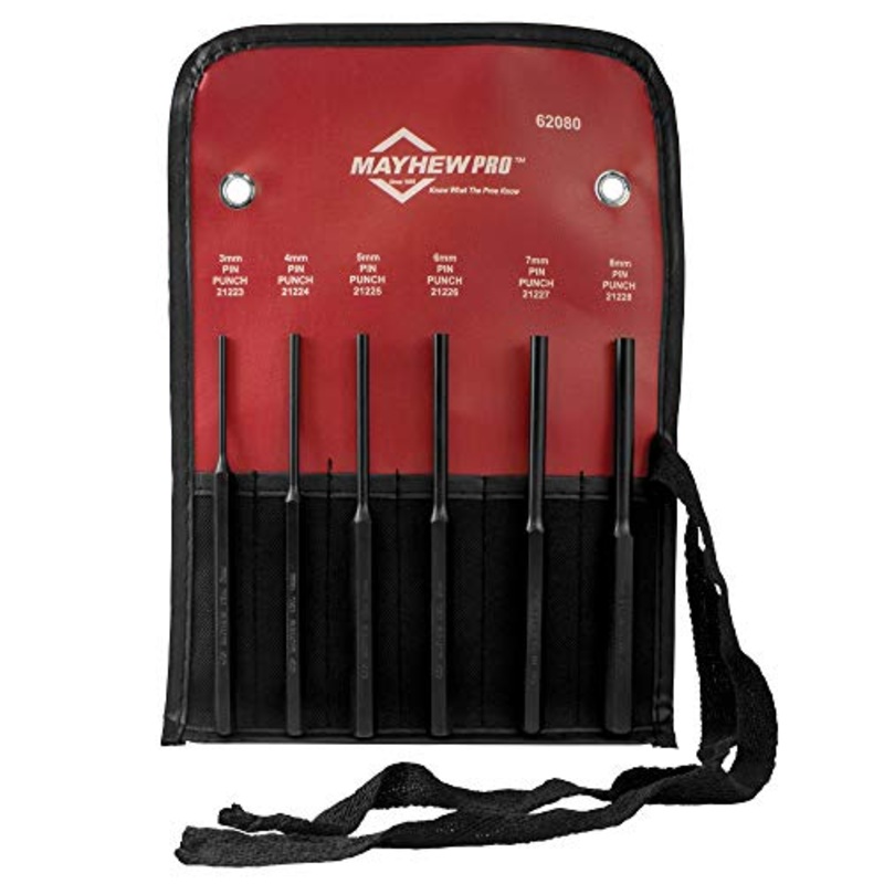Mayhew Pro 62080 Metric Pin Punch Kit, 6-Piece