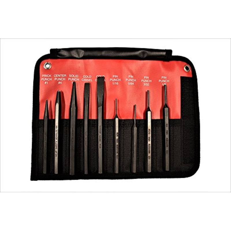 Mayhew Tools 61409 Punch and Chisel Set, Black Oxide Finish, 9-Piece