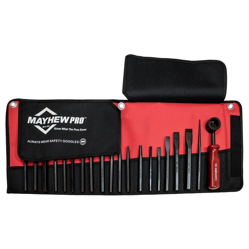 Mayhew Tools | 66287 | Mayhew Tools 66287 Punch and Chisel Set, Black Oxide Finish, 20-Piece Metric