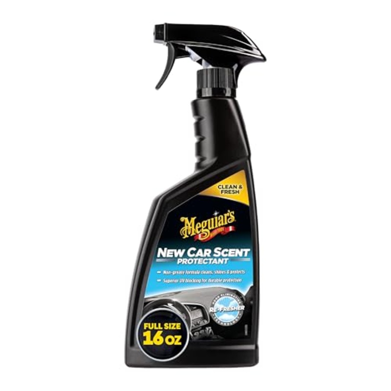 Meguiar's New Car Scent Protectant Spray - Car Interior Cleaner for Vinyl, Rubber and Plastic, Contains UV Protection and Leaves a Rich, Satin Shine with a Pleasant New Car Smell, 16 Oz