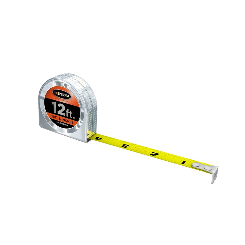 Keson | PG1812SQ | Keson PG1812SQ Short Tape Measure with Arch and Nylon Coated Steel Blade (Graduations: ft., in, 1/8), 12-Foot X 5/8-Inch