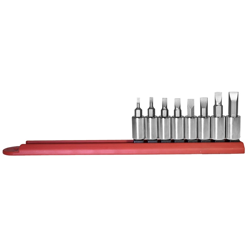 Mayhew Tools 16011 Slotted Socket Bit Set, Chrome Plated, 8-Piece Polished Chrome 8-Piece Slotted