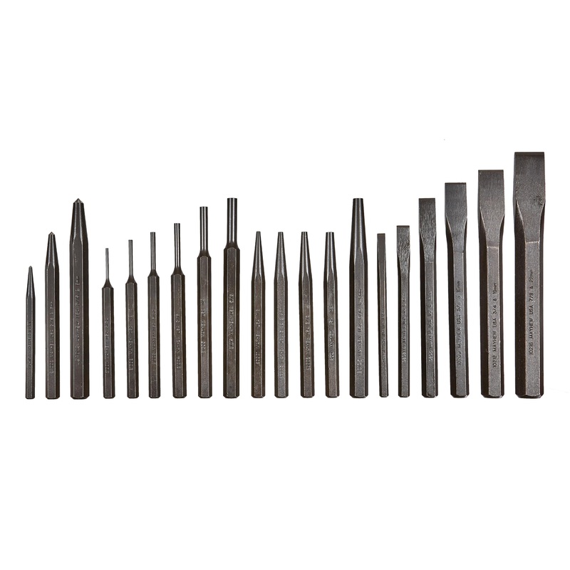 Mayhew Tools | 61020 | Mayhew Tools 61020 Pro Punch and Chisel Set, 20-Piece , Black