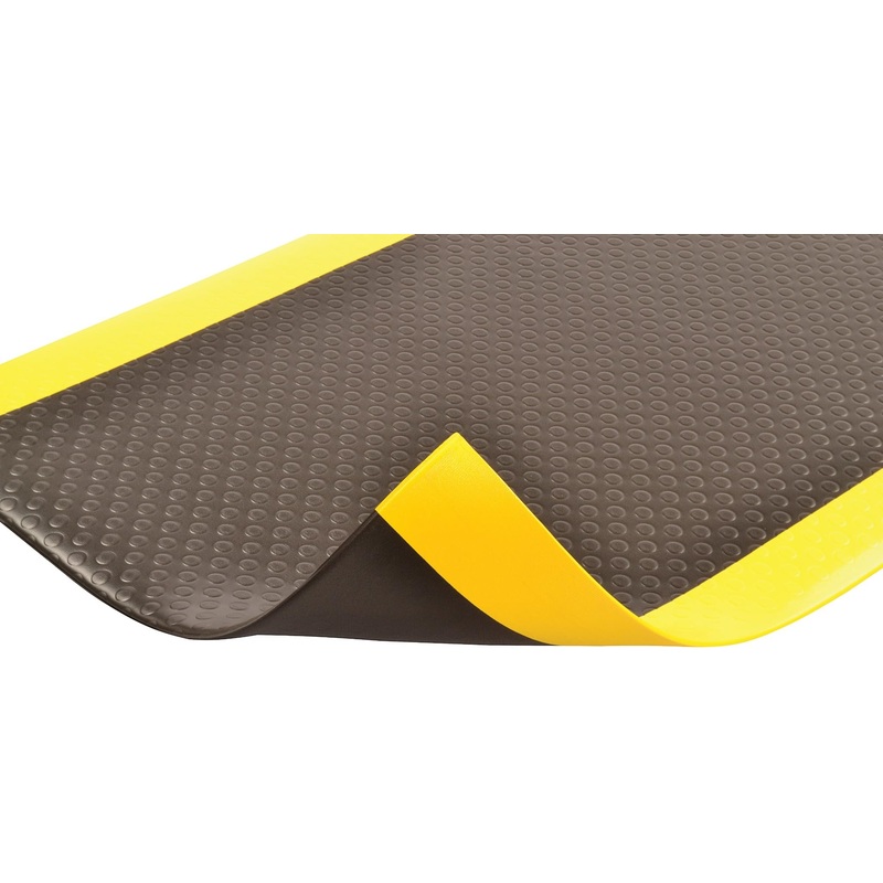 Notrax 417 Bubble Sof-Tred with Dyna-Shield 2' x 60' x 1/2" Anti Fatigue Mat, Slip Resistant Bubble Textured Surface, Ideal for Industrial and Commercial Workplaces, Black/Yellow, 417R0024BY