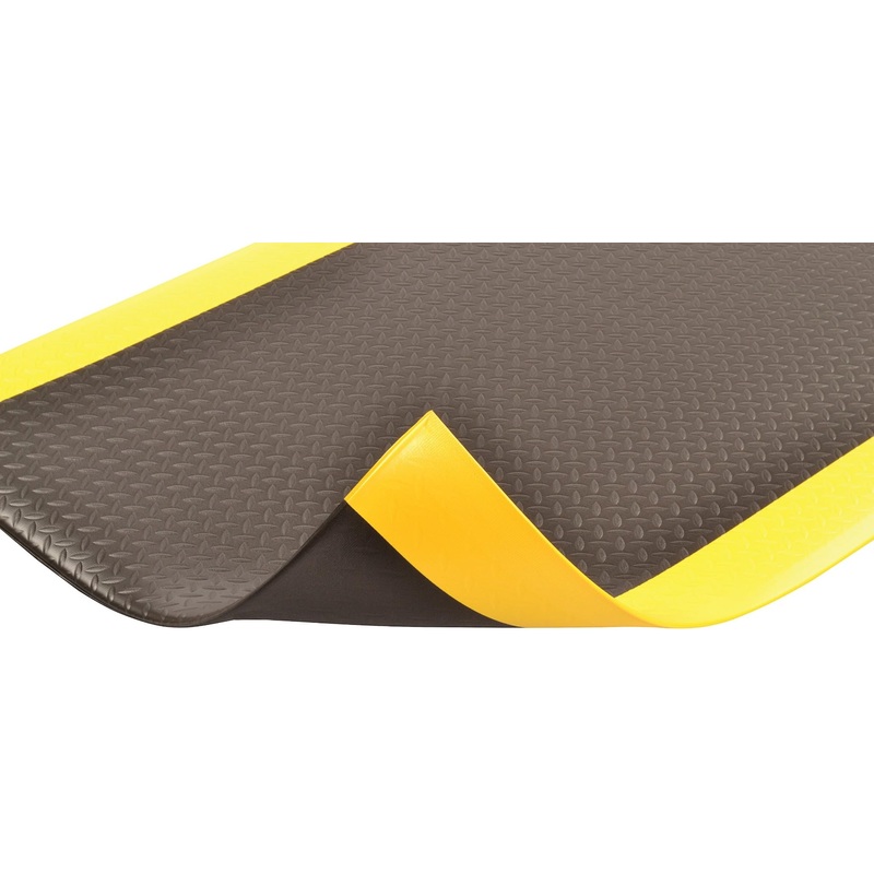 Notrax 419 Diamond Sof-Tred with Dyna-Shield 2' x 60' x 1/2" Anti Fatigue Mat, Slip Resistant Diamond Textured Surface, Ideal for Industrial and Commercial Workplaces, Black/Yellow, 419R0024BY