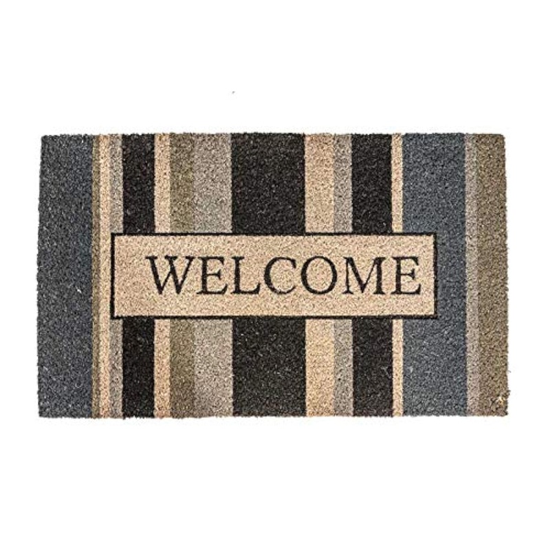 NoTrax, Welcome Gray, Vinyl-Backed Natural Coir Doormat, Entry Mat for Indoor or Outdoor Use, 18"x30", C12 (C12S1830WG)