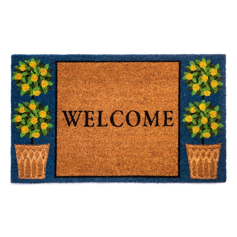 Notrax Welcome Topiary, Vinyl-Backed Natural Coir Doormat, Entry Mat for Indoor or Outdoor Use, 18"x30", C12 (C12S1830TW)