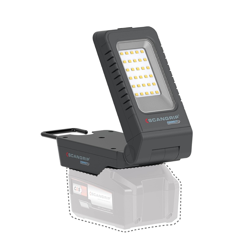 SCANGRIP Basic Connect 1000 Lumen LED Flood Light, Power Tool Battery Operated, Portable, Flexible Lamp Head, Lightweight and Compact Design