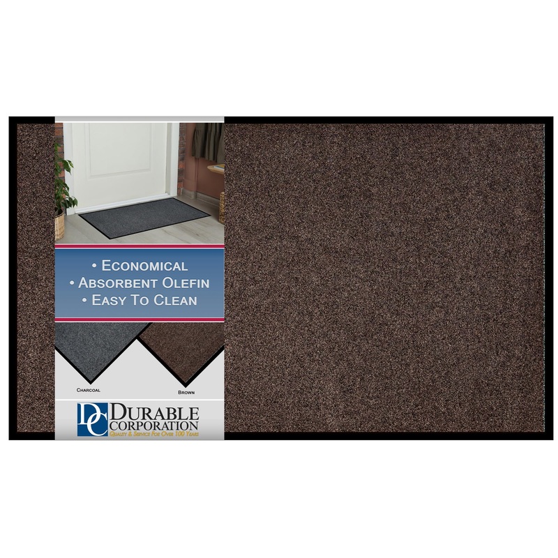 654S23BN Wipe-N-Walk Vinyl Backed Indoor Carpet Entrance Mat, 2' x 3', Brown Brown 2' x 3' 2' x 3'